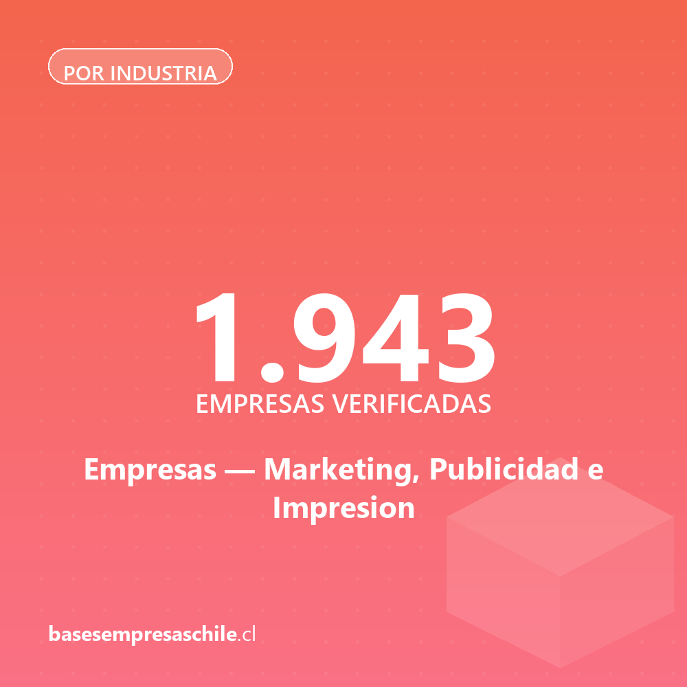 Empresas de Marketing, Publicidad e Impresion — 1.943 contactos verificados